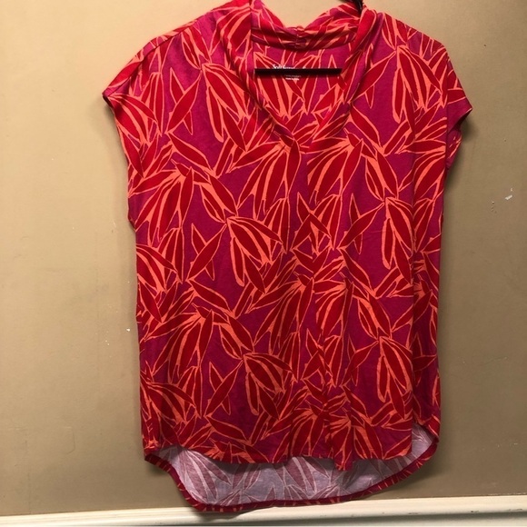 Soft Surroundings V Neck Red Pink Orange Sleeveless Shirt Size Petite Medium - Picture 1 of 6